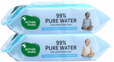 

Mother Sparsh Unscented 99% Pure Water Wipes (72 Baby Wipes, Pack of 2)(72 Pieces)