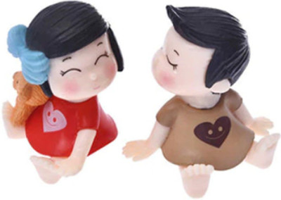 

P s retail Sweety Lovers Couple Figurines Miniatures (2 Pcs Set, Red & Coffee)(Multicolor)