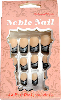 

Noble Plain Artificial Nails With Gum Inject Multicolor(Pack of 10)