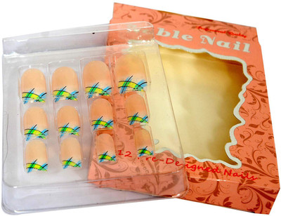 

Noble Plain Artificial Nails With Gum Inject Multicolor(Pack of 10)