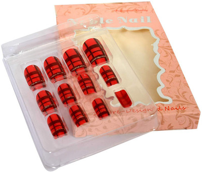 

Noble Plain Artificial Nails With Gum Inject Multicolor(Pack of 10)
