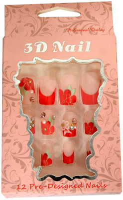 

3D Artificial Nails With Gum Inject Multicolor(Pack of 10)