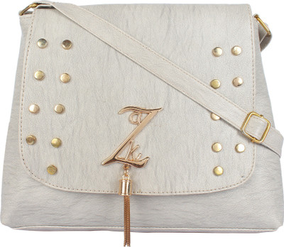 Bpbag1 Silver Pu Self Design Sling Bag For Women Sling Bag(Silver, 10 inch)