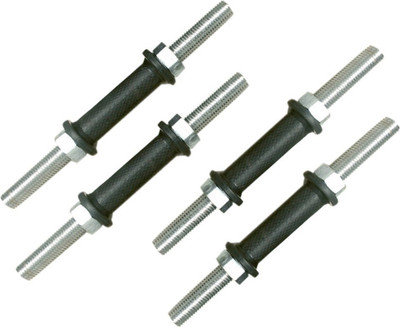 

StepInnStore "*2*"Set Dumbbell Rods Set With Rubber Grip Weight Lifting Bar(Silver, Black), Black;silver