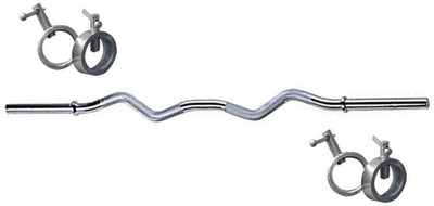 

StepInnStore " PERFECT " *CURL BAR FOR BICEPS & TRICEPS with 4* STEEL LOCKS Weight Lifting Bar(Silver)
