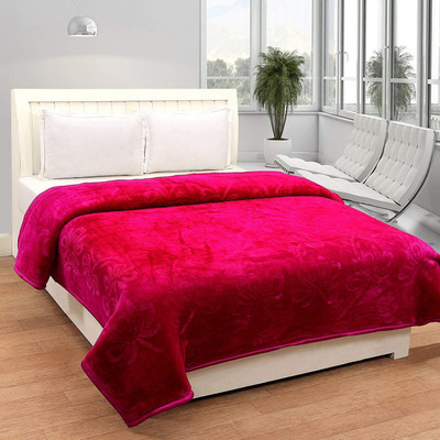 V.R.ENTERPRISES Solid Double Mink Blanket for  Heavy Winter(Polyester, Printed)