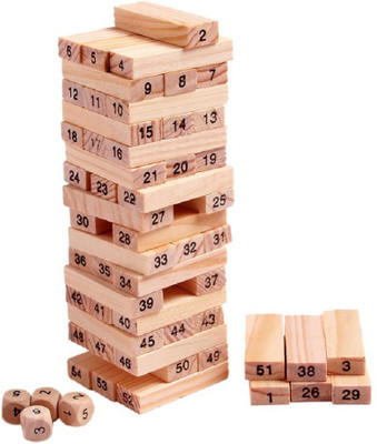 

Miss & Chief 51 Wooden Building blocks with 3 Wooden dice Learning Game for Kids(Multicolor)