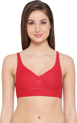 Clovia Cotton Rich Non-Padded Non-Wired T-Shirt Bra Women Cami Bra Non Padded Bra(Red)