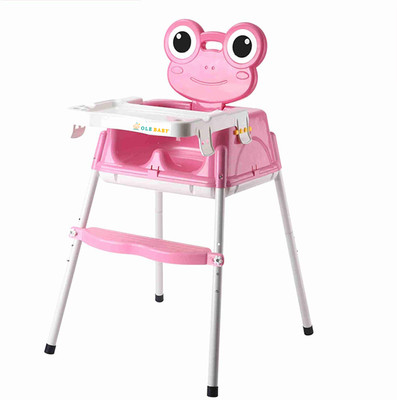 

Ole Baby Anti Skid Frog Shape 4 in 1 Multipurpose Convertible Baby High Chair Baby Chair Booster seat and Wheelie Toy 4 months - 8 years (Pink)