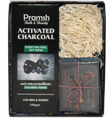 

PRAMSH Gift Pack Of Activated Charocal Peel Off Mask 100gm Box & Soap 100gm (Pack of 2)(Set of 2)
