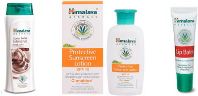 

Himalaya COCA BUTTER BODY LOTION, PROECTIVE SUN SCREEN , LIP BLAM(Set of 3)