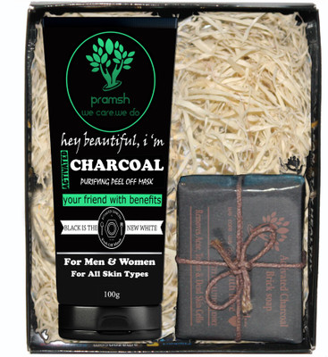 

PRAMSH Gift Pack Of Activated Charocal Soap 100gm & Peel Off Mask 100gm (Pack of 2)(Set of 2)