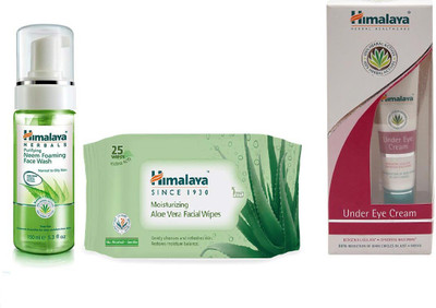 

Himalaya PURIFYING NEEM FACE WASH , ALOE VERA FACAIL WIPES , UNDER EYE CREAM(Set of 3)