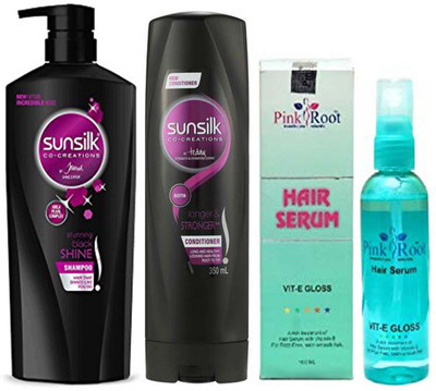 

Pink Root SUNSILK BLACK SHINE SHAMPOO 675ML WITH CONDITONER & SERUM(Set of 3)