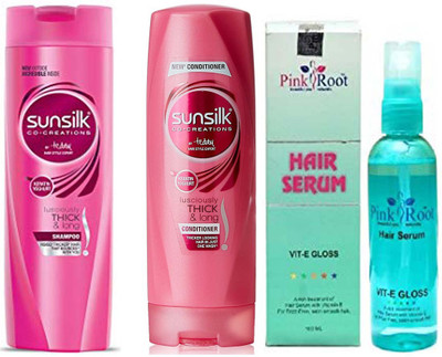 

Pink Root SUNSILK THICK N LONG SHAMPOO WITH CONDITIONER WITH SERUM(Set of 3)