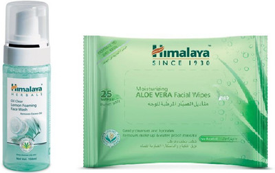 

Himalaya OIL CLEAR LEMON FACE WASH , ALOE VERA FACAIL WIPES(Set of 2)