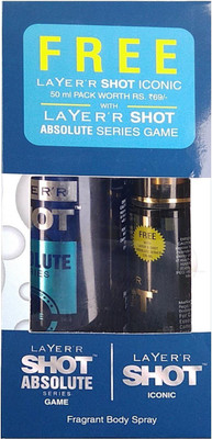 

Layer Shot ICONIC 50 ml FREE with Absolute Series GAME Deodorant Spray - For Men(135 ml)