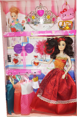 

TALKING GANESHA Beautiful Fashion Doll With Baby, Dresses & Wardrobe Accessories Doll Set For Girls - Model 1(Multicolor)