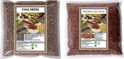 ORGANIC HERBS Brown Flax Seeds , Chia Seeds Brown Flax Seeds, Chia Seeds(400 g, Pack of 2)