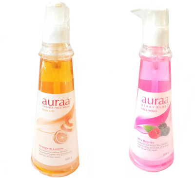 

Auraa Face Wash-Mix Berries & Orange-Lemon. (Two Flavour) Face Wash(500 g)