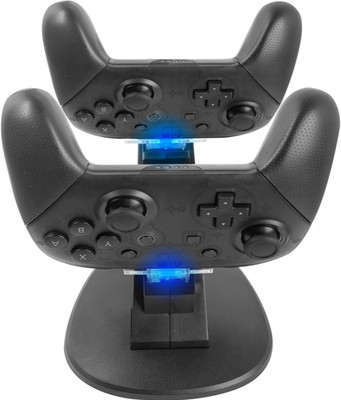 

Microware Dual Charger USB Stand Desktop Charging Dock For Nintendo Switch Pro Controller Gaming Accessory Kit(Black, For PS4)