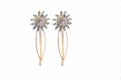 

Sanchh Creations Fancy Hair Clips Studded With Stones For Girls and Women Set of 2 Hair Clip(Silver)