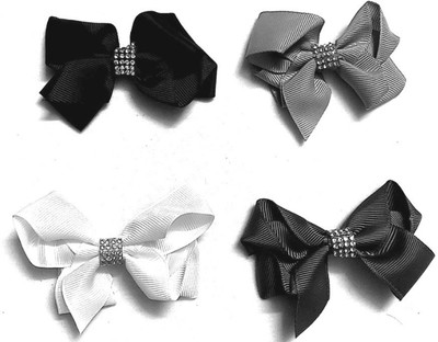 

SAI HARUN TRADERS Ribbon Hair Bow Clips Pack of 4 in Black and White Shades for Kids/Children/Toddlers Hair Clip(Black)