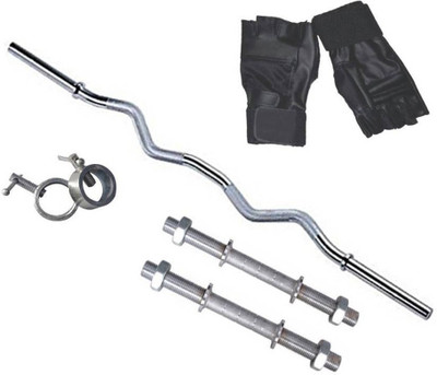

StepInnStore ''PREMIUM QUALITY COMBO'' 3*FT STRAIGHT ROD WITH STEEL LOCKS + 2*PCS STEEL DUMBBELL ROD +1*SET LEATHER GYM GLOVES Gym & Fitness Kit