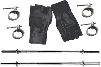 

StepInnStore ''BEST QUALITY'' 2* STRAIGHT BAR + 4 LOCK WITH GYM GLOVES Gym & Fitness Kit