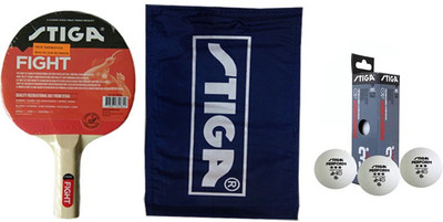 

Stiga Fight Table Tennis Racquet (Pack of 1) With Cover (Pack of 1) and Perform 40+ 3*** (Pack of 3 Ball) Table Tennis Kit