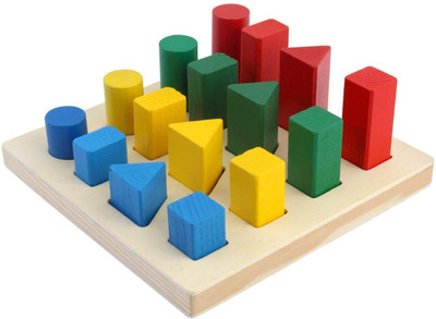 

Assemble Geometry Shape Sorter Blocks Wooden Toys for Kids(Multicolor)