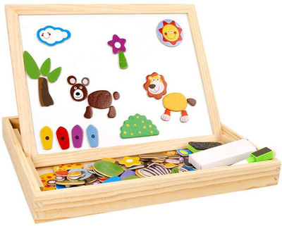 

Assemble Wooden Educational Toys Magnetic Art Easel Animals Wooden Puzzles Games for Kids 02(Multicolor)