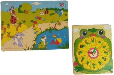 

Kalaplanet Wooden Puzzle and Learning Clock(Multicolor)