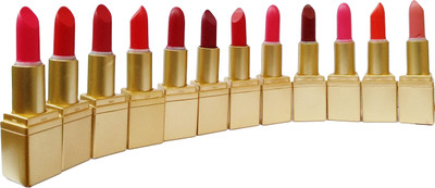 

AddBeauty Kiss 24k Golden Matte Lipstick-Set of 12.(Multicolor)