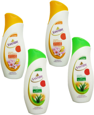 

SANTOOR MOISTURISING BODY LOTION 125ML WITH SANDALWOOD & ALOEVERA EXTRACTS+ WHITENING & UV PROTECTION BODY LOTION 125ML WITH SANDALWOOD & ALL SEASONS MOISTURISING(125)