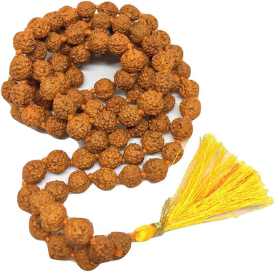 CLEAN GEMS Certified Natural Rudraksha Mala (108+1) Beads Size 7mm With Lab Tested Certificate Wood Chain