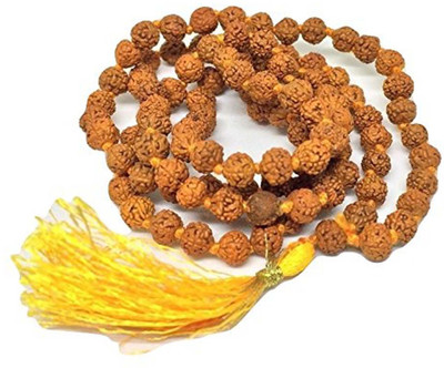 CLEAN GEMS Certified Natural Rudraksha Mala (108+1) Beads Size 5mm With Lab Tested Certificate Wood Chain