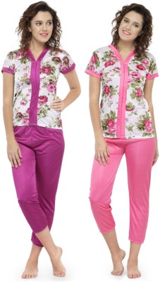 N-gal Women Floral Print Multicolor Top & Pyjama Set