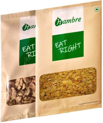 

Hambre Dry Fruit Combo Walnut,Akhrot + Raisin, Kishmish 500g (250g x2), Pack of 2,) Walnuts, Raisins(500 g, Pouch)