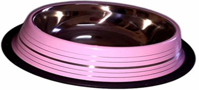 Petsnhuman Medium Round Steel Pet Bowl(700 ml Pink)