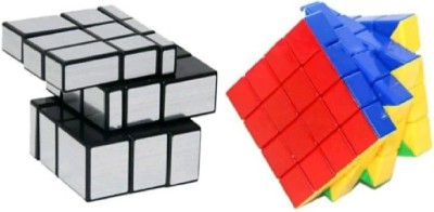 Toy Arena Cube COmbo of 4X4X4 and Silver Mirror Magic Cube(2 Pieces)