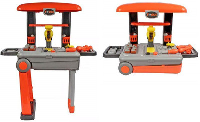 

Bestie Toys 2 in 1 Tool Set into Twist Trolley Case with Workbench for increasing creativity for kids