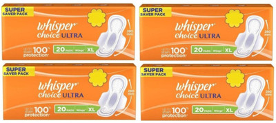 

Whisper Choice ultra 20+20+20+20 Sanitary Pad (Pack of 4) Sanitary Pad(Pack of 4)