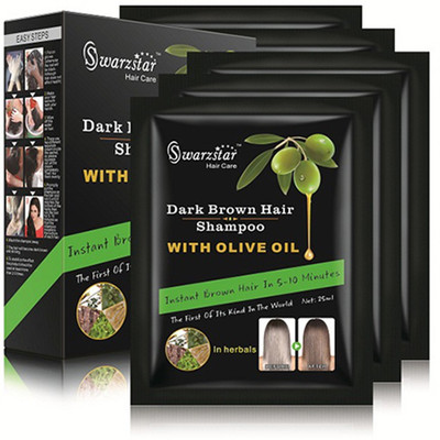 

Swarzstar DARK BROWN HAIR COLOUR SHAMPOO 1 BOX IN 5 POUCH(125 ml)