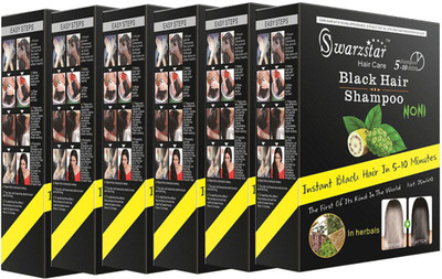 Swarzstar BLACK HAIR COLOUR SHAMPOO -6 6 BOX IN 30 POUCH(750 ml)