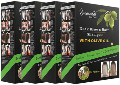 

Swarzstar DARK BROWN HAIR COLOUR SHAMPOO -4 4 BOX IN 20 POUCH(500 ml)