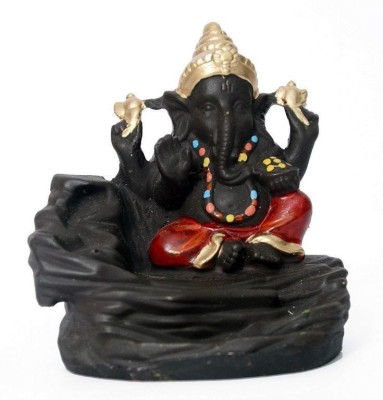 The Craftsman Ganesha Smoke Fountain Incense Holder Decorative Showpiece with 10 Smoke Backflow Scented Incenses Cone, (Red) Decorative Showpiece  -  10 cm(Polyresin, Black)