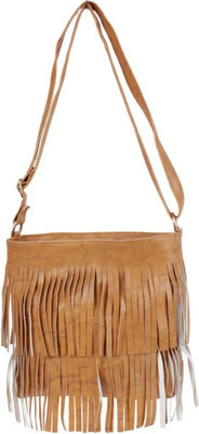 

Zoby Girls Evening/Party Brown PU, Cotton Sling Bag