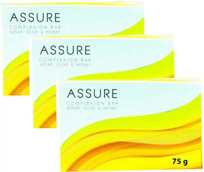 

Assure Complexion Bar Pack Of 3 with Kesar, Olive & Honey(75 g, Pack of 3)