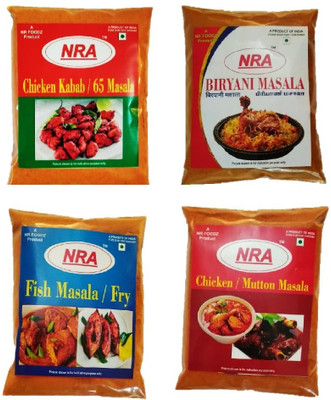

NRA Combo Masala Pack of 400g (100g each) - Chicken kabab /65 masala, Chicken / Mutton masala (2in1), Biryani masala, Fish curry /Fish Fry masala.(4 x 100 g)